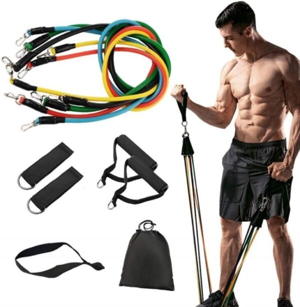 Resistance Bands Set for Workout – 11pcs Latex Fitness Bands with Door Anchor, Handles & Ankle Straps