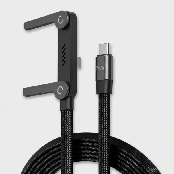 240W Type-C to Type-C Fast Charging Cable 1.5M PD 3.1 with Adjustable Stand & 90° Elbow Gaming Cable in Pakistan