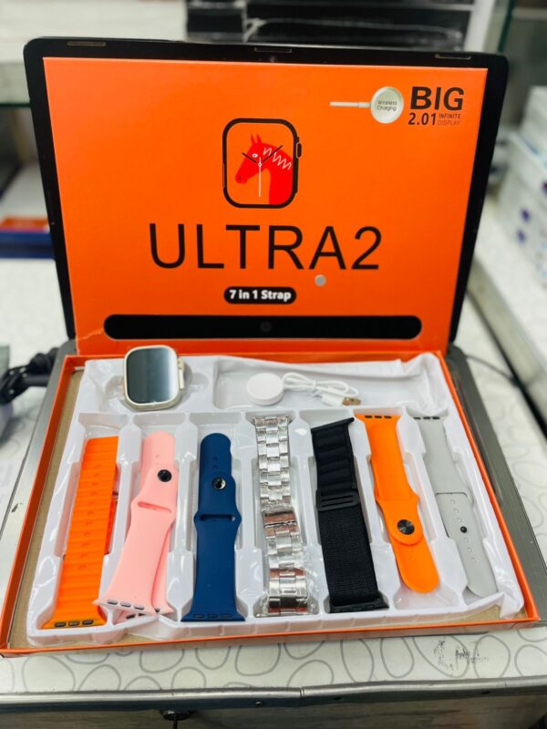 Ultra 2 Smart Watch 2.01” Infinite Display – 7 in 1 Strap Set with Wireless Charging (Men & Women)