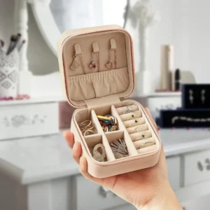 Luxury Pink Jewelry Storage Box for Women – Portable Travel Jewellery Organizer Case with Velvet Interior